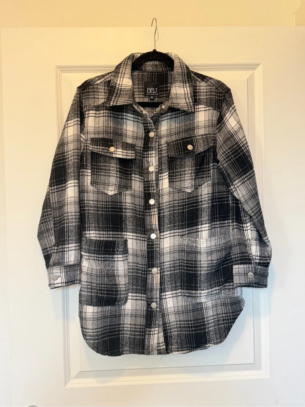 Boom Boom Jeans Black & White Plaid Button-Front Utility Shacket